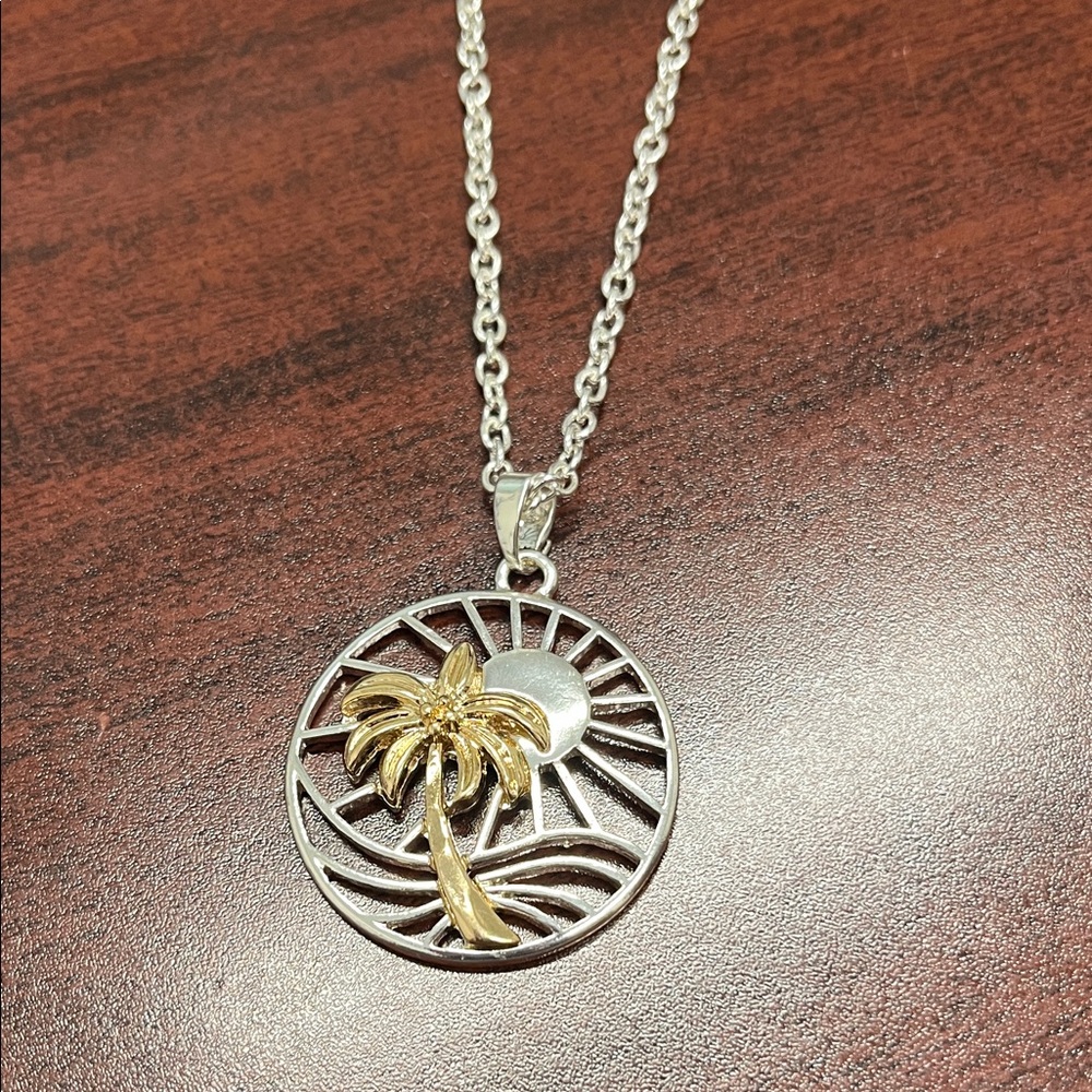 Periwinkle! Silver and Gold Palm Tree Pendant Necklace. New so cute. Beachy!